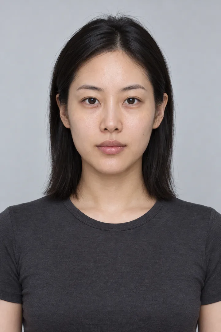 AI sample input portrait of a fictional adult with a clearly visible face, natural skin and shoulders