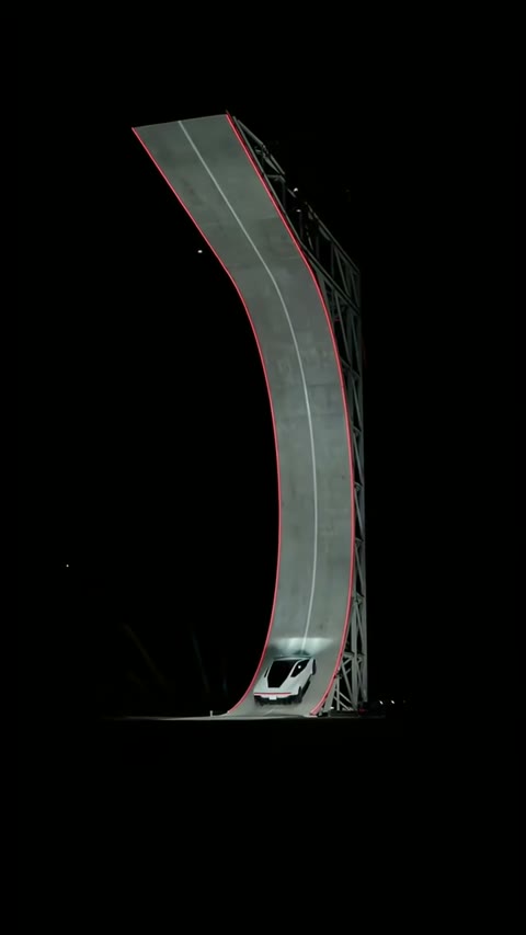 The climb in the credited Roadster ramp source clip; reference footage, not our generated result